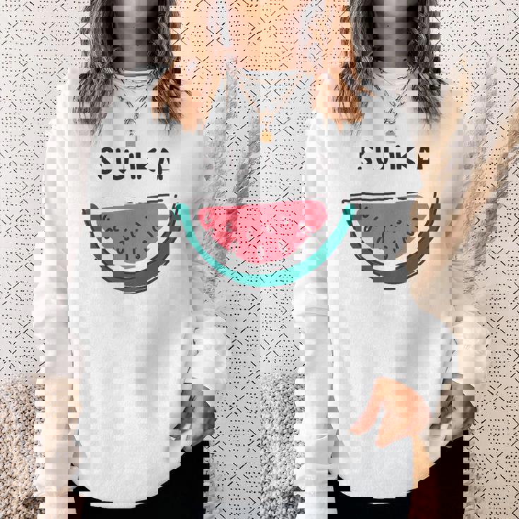 スイカuika 果物 すいか フルーツ スイカ好き かわいい おしゃれ シンプル スウェットシャツ 彼女への贈り物