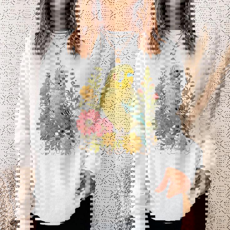 セキセイインコ 鳥 ママ セキセイインコ オウム ヴィンテージフラワー スウェットシャツ 彼女への贈り物