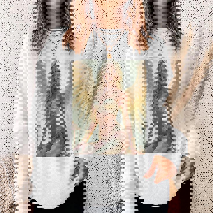 セクシーガールグラフィックtシャツ セクシーシッティングエンジェルピンナップバックプリント スウェットシャツ 彼女への贈り物