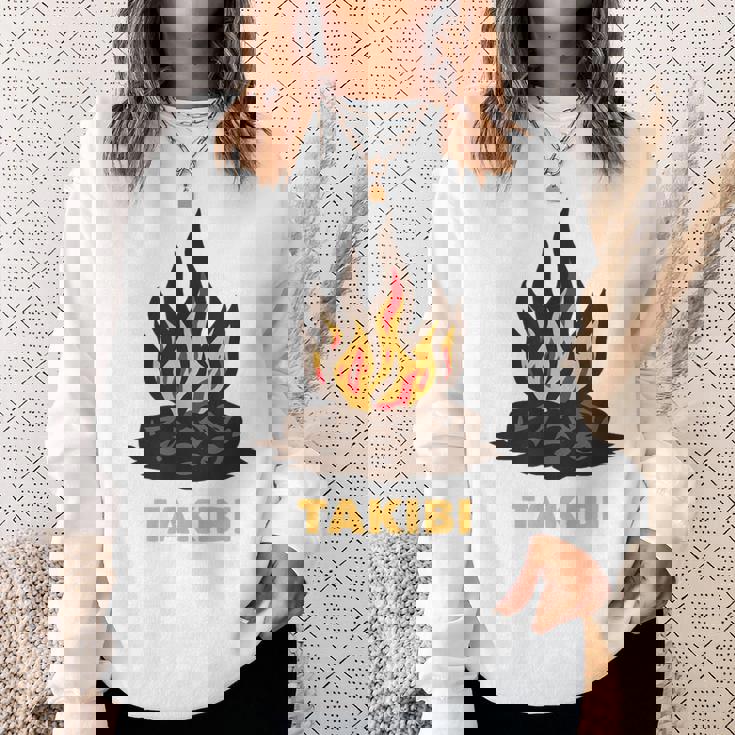 タキビ Takibi 焚き火 たきび キャンプ イラスト かわいい おもしろ キャンプグッズ スウェットシャツ 彼女への贈り物