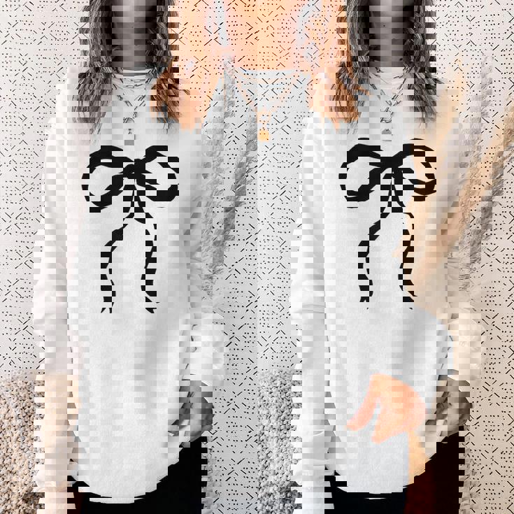 タンサンドベージュにかわいいブラックリボンリボンの美的 スウェットシャツ 彼女への贈り物