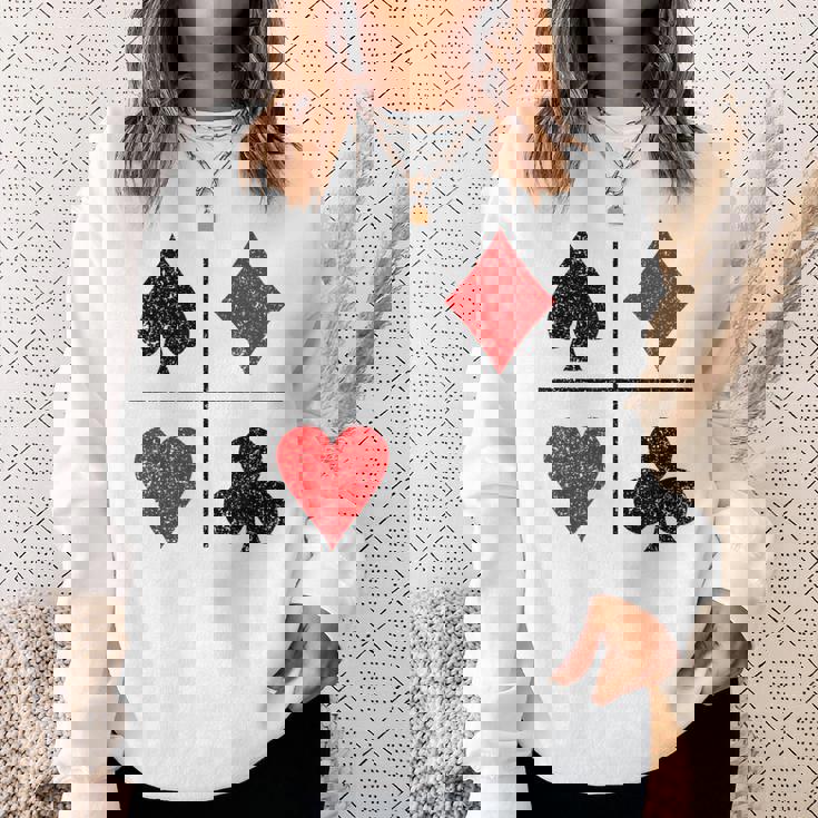 ダイヤモンド スペード ハーツ クラブ トランプスーツ ポーカー スウェットシャツ 彼女への贈り物