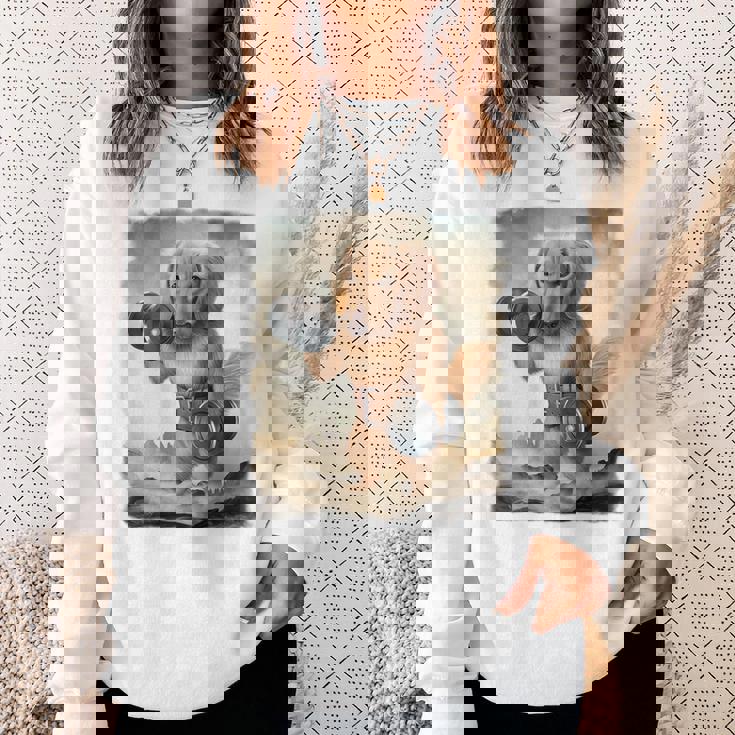 ダックスフンド 犬 筋トレ ウェイトリフティング ダンベル付き スウェットシャツ 彼女への贈り物