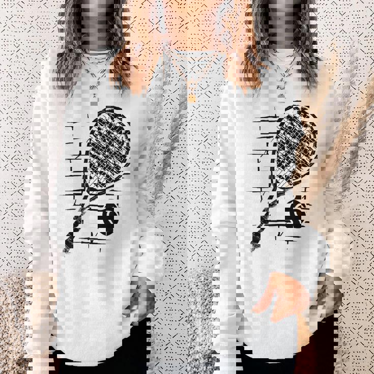 テニスラケット ボール シルエット 面白い スポーツ選手 コーチファン スウェットシャツ 彼女への贈り物