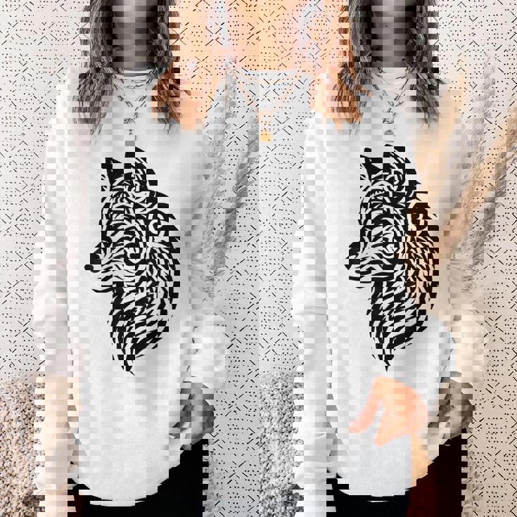 トライバルウルフ ポリネシア部族 マオリ柄 オオカミ スウェットシャツ 彼女への贈り物