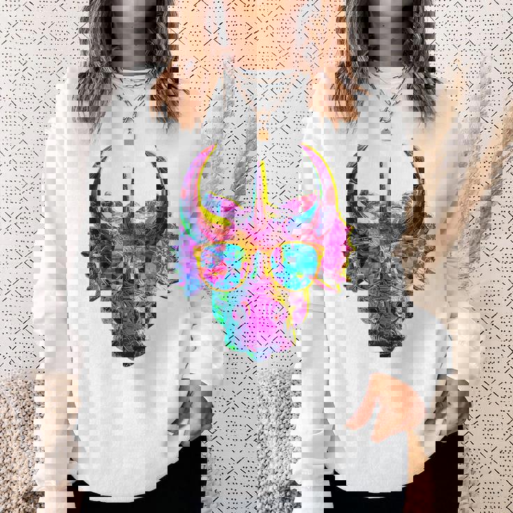 トリケラトプス 恐竜 グラフィック サングラス アートワーク トリケラトプス スウェットシャツ 彼女への贈り物