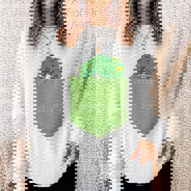 トロピカル アニマル トカゲ 爬虫類ラバー ポケット カメレオン スウェットシャツ 彼女への贈り物