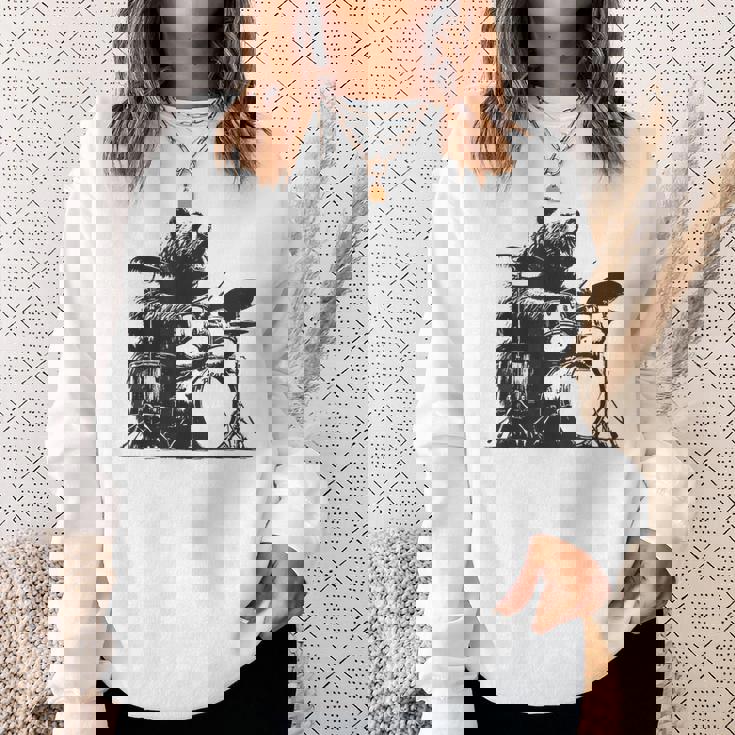 ドラマー ドラムキット クマの演奏 ドラムキット ミュージシャン スウェットシャツ 彼女への贈り物