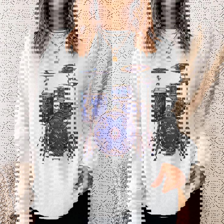 ドラム ドラマー ドラミング ドラム 長袖tシャツ スウェットシャツ 彼女への贈り物