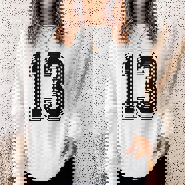 ナンバー13 カレッジスポーツチーム 黒文字 スウェットシャツ 彼女への贈り物