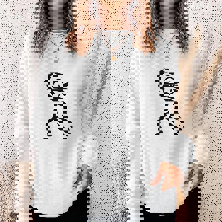 ヌンチャク棒人間クリップアートグラフィック 長袖tシャツ スウェットシャツ 彼女への贈り物