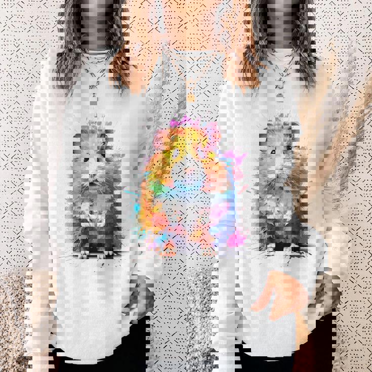 ハムスター 動物 カラフル モチーフ 抽象 アート 絵画 ハムスター スウェットシャツ 彼女への贈り物