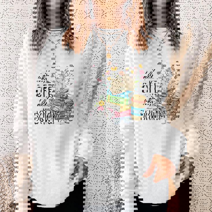 ハーフコーヒー ハーフブックワーム 読書本 コーヒーカップ スウェットシャツ 彼女への贈り物