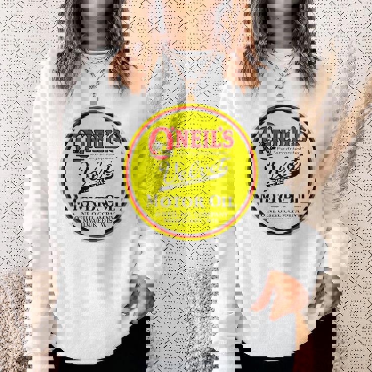 バックプリントのみ レトロ ヴィンテージ ガソリンスタンド オニールのモーターオイル スウェットシャツ 彼女への贈り物