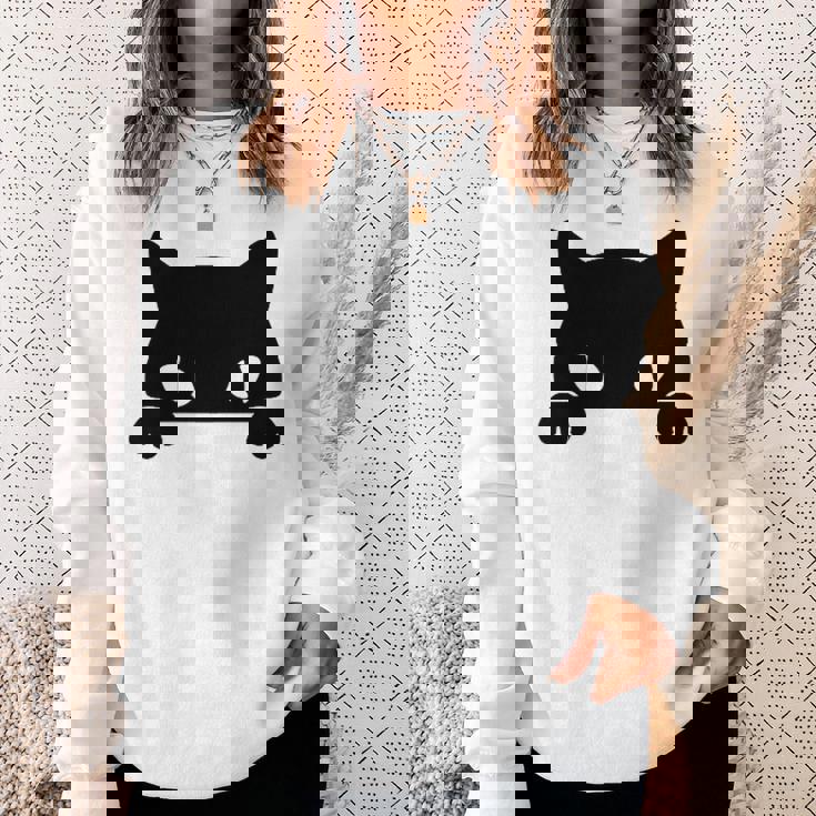 バッグの中に隠れているかわいい黒猫 猫好き 猫飼い 猫 ネコ ねこくろねこ好き 面白い サプライズ ギフト スウェットシャツ 彼女への贈り物