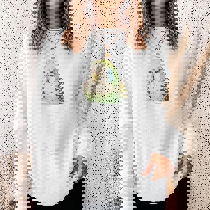 バッグの中のかわいいセキセイインコ、面白いセキセイインコ 長袖tシャツ スウェットシャツ 彼女への贈り物