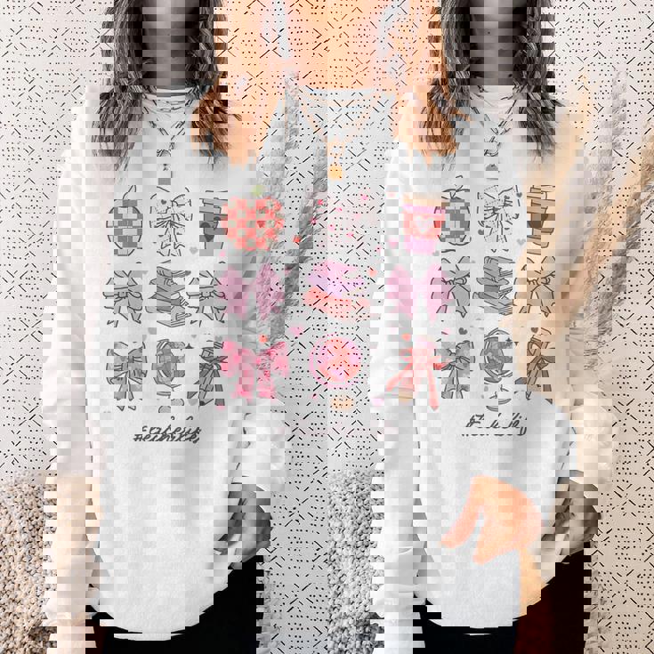 バレンタイン 教師 かわいい弓 アップル 地球儀 鉛筆 本 アート スウェットシャツ 彼女への贈り物