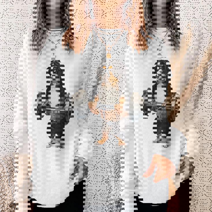 バーニーズマウンテンドッグ ウェイトリフティング フィットネスジム スウェットシャツ 彼女への贈り物