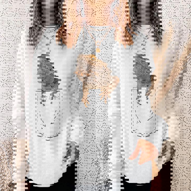 ヒゲのあるドラゴンリザード 爬虫類フェイクポケット スウェットシャツ 彼女への贈り物