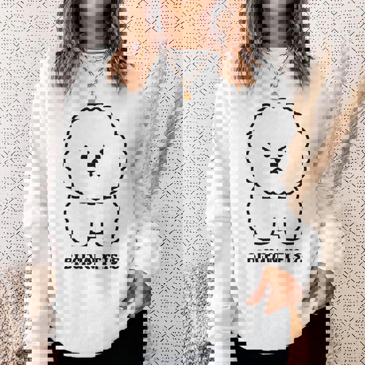 ビションフリーゼ 犬 怒る かわいい おもしろ イラスト シンプル 簡単 Bichon Frise 長袖tシャツ スウェットシャツ 彼女への贈り物