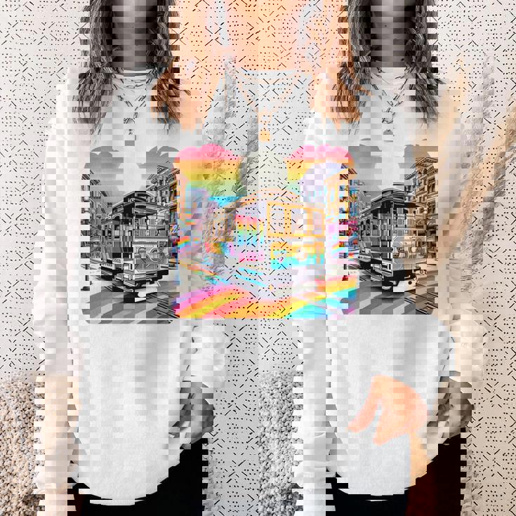 ビンテージ サンフランシスコ ケーブルカーf カストロ カリフォルニア Lgbtq 長袖tシャツ スウェットシャツ 彼女への贈り物