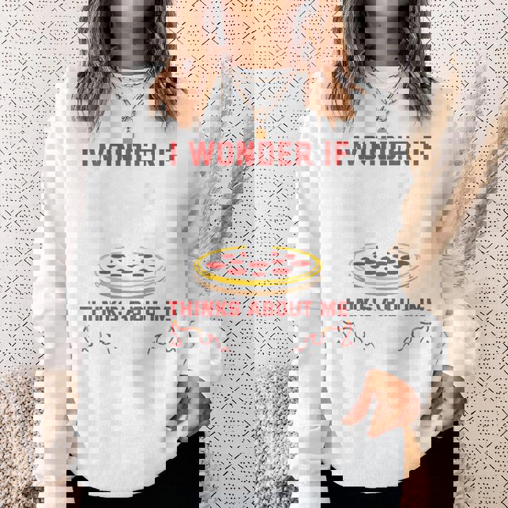 バックプリント ピザも私のことを考えているのかな スウェットシャツ 彼女への贈り物