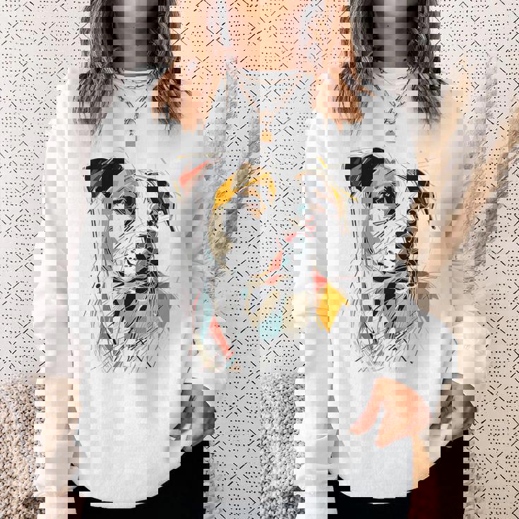 ピットブル 抽象 ペット お絵かき イラスト 動物 ピットブル スウェットシャツ 彼女への贈り物