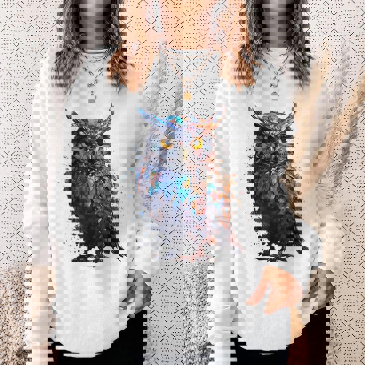 フクロウ アートワーク 動物 フクロウ スウェットシャツ 彼女への贈り物