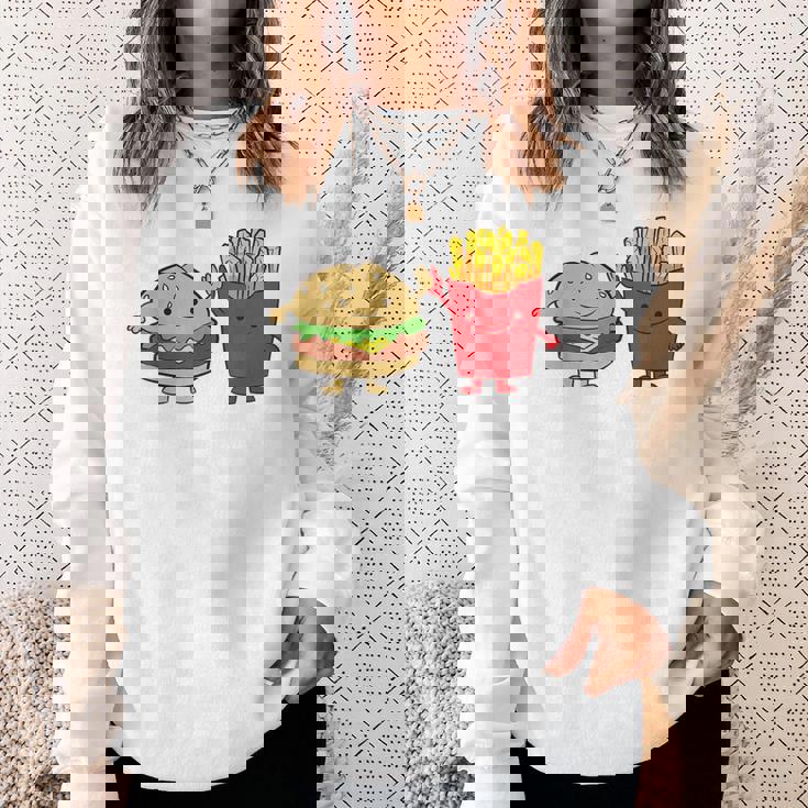 フライドポテト ハンバーガー チーズバーガー 友達 ファストフード フライドポテト スウェットシャツ 彼女への贈り物