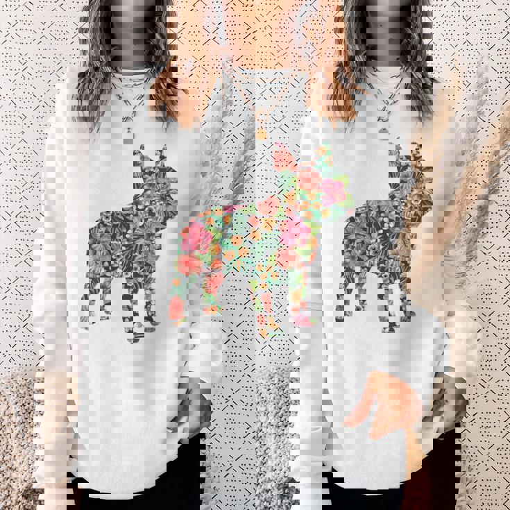 フレンチ ブルドッグ フラワー フローラル フレンチ ドッグ シルエット 犬 ペット スウェットシャツ 彼女への贈り物