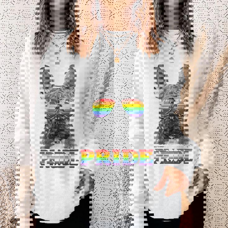 フレンチブルドッグ ゲイプライド Lgbt レインボーフラッグ サングラス Lgbtq スウェットシャツ 彼女への贈り物