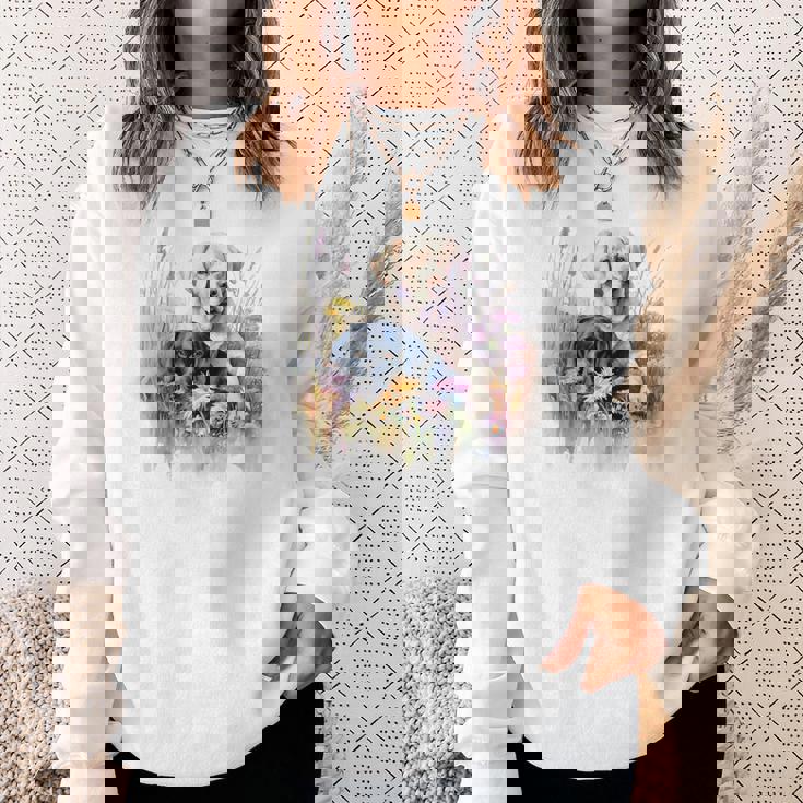 フローラルワイルドフラワー 犬 ラブラドールレトリバー スウェットシャツ 彼女への贈り物