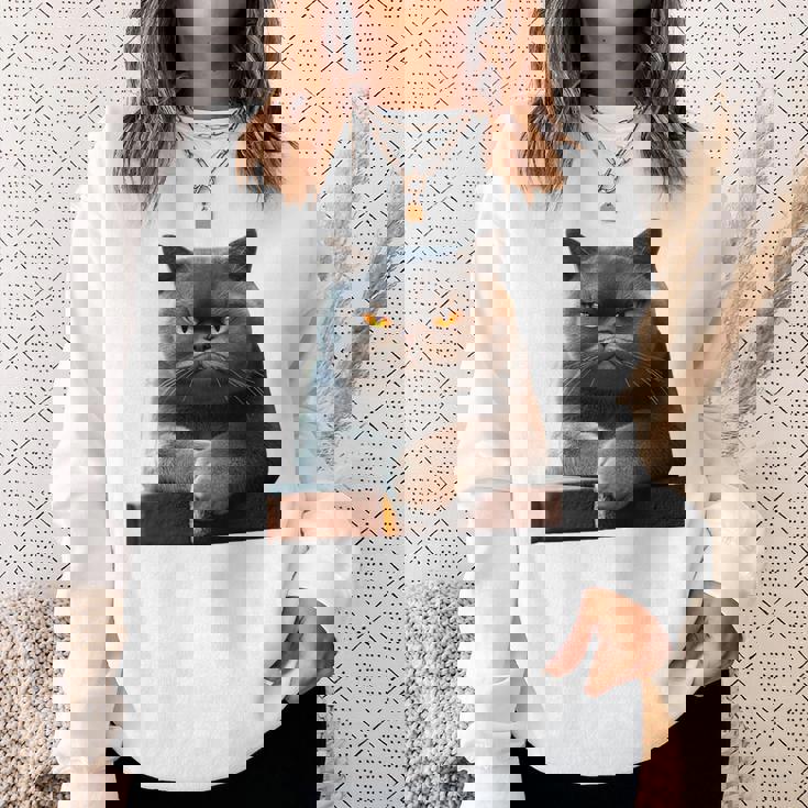 ブリティッシュショートヘア猫猫ママ猫ママかわいい猫 長袖tシャツ スウェットシャツ 彼女への贈り物