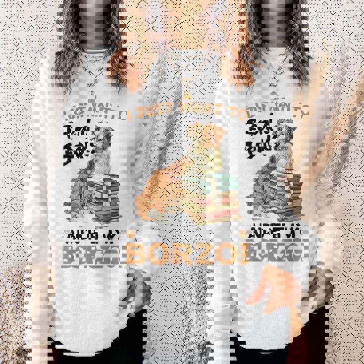 ボルゾイ・ドッグ・ブリード本を読んでボルゾイを撫でたいだけ スウェットシャツ 彼女への贈り物