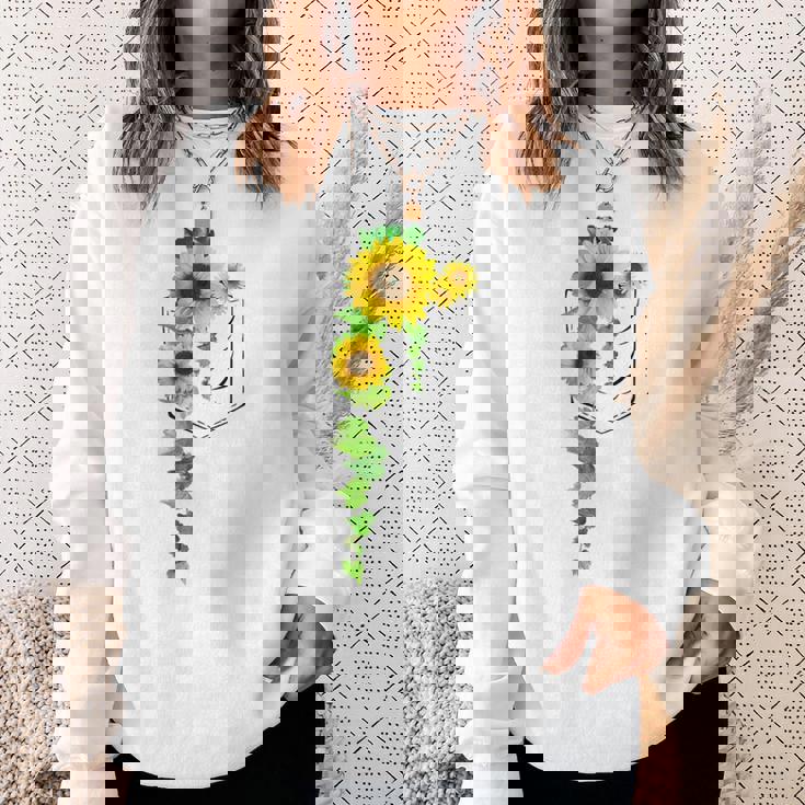 ポケットに入ったかわいいひまわり クリスマスギフト スウェットシャツ 彼女への贈り物