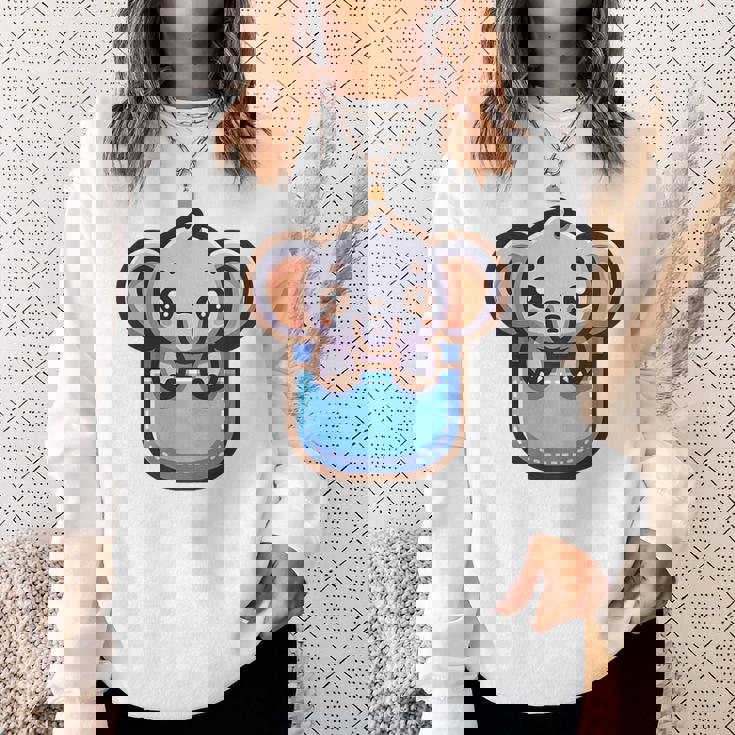 ポケットに入ったかわいい象 スウェットシャツ 彼女への贈り物