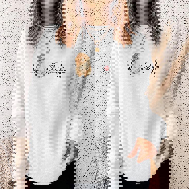 ポメラニアン Ekg ハートビートハートライン 肉球プリント スウェットシャツ 彼女への贈り物