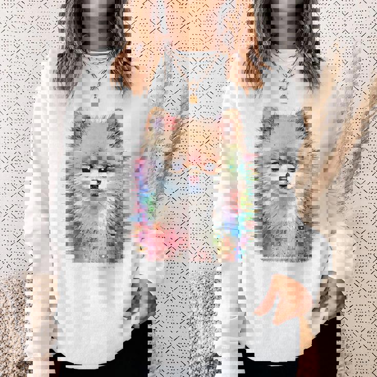 ポメラニアン 抽象画 グラフィック 絵画 動物 ポメラニアン スウェットシャツ 彼女への贈り物