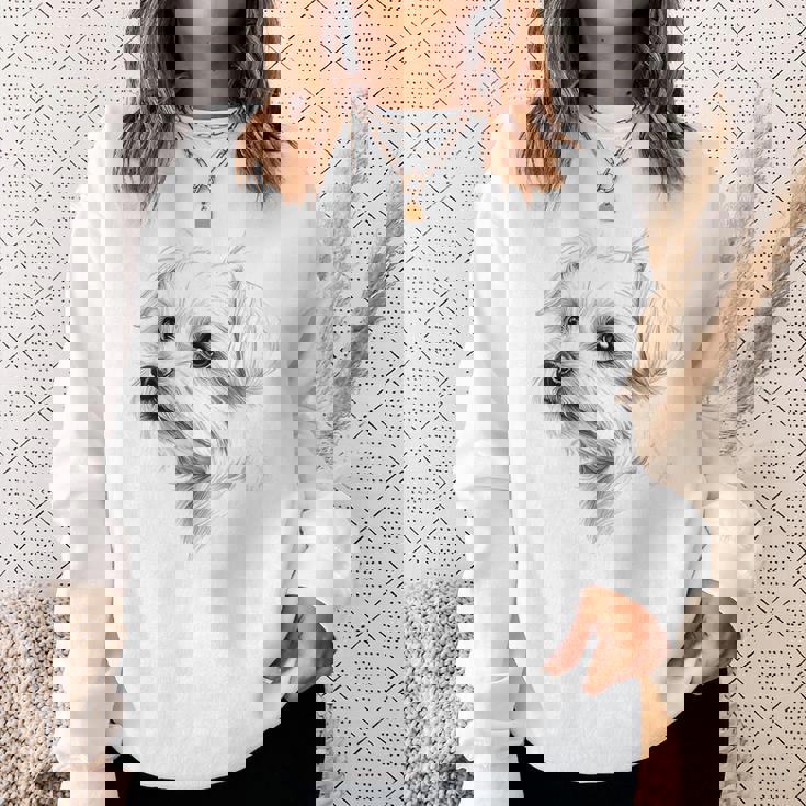 マルチーズ 犬 グラフィック ペット アートワーク マルチーズ スウェットシャツ 彼女への贈り物