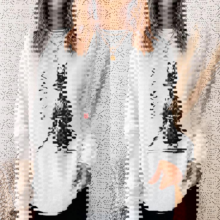 ミニチュアピンシャー 侍戦士 日本の浮世絵 アートドッグ スウェットシャツ 彼女への贈り物