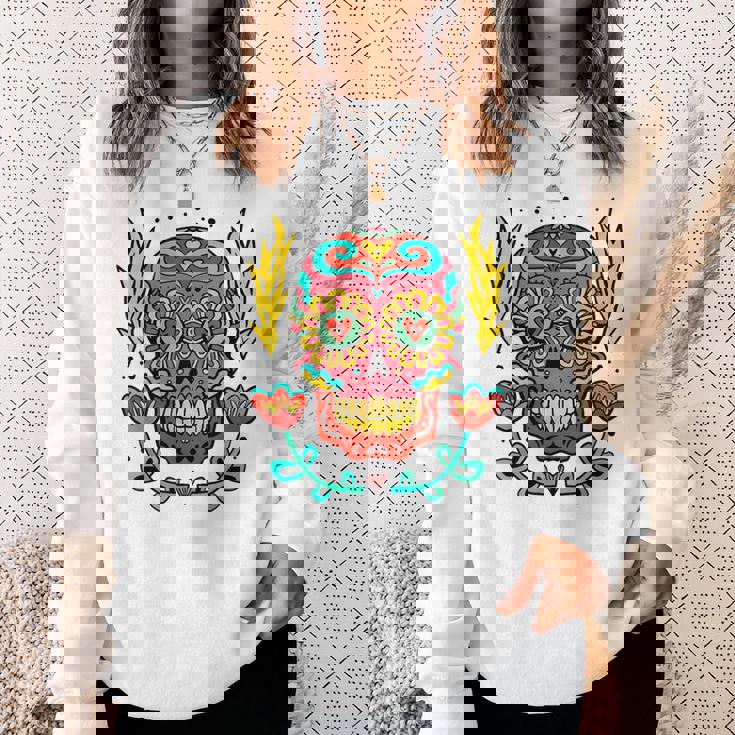 メキシカンホリデー カーニバル マスク カラフル スカル スウェットシャツ 彼女への贈り物