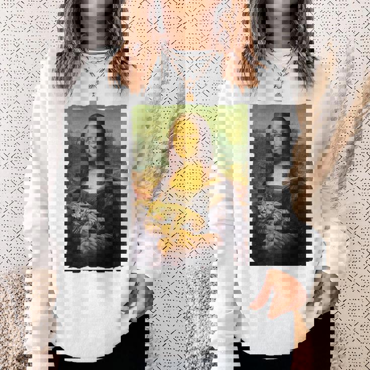 モナ・リザとオレンジ色の猫 面白いアートの絵 スウェットシャツ 彼女への贈り物