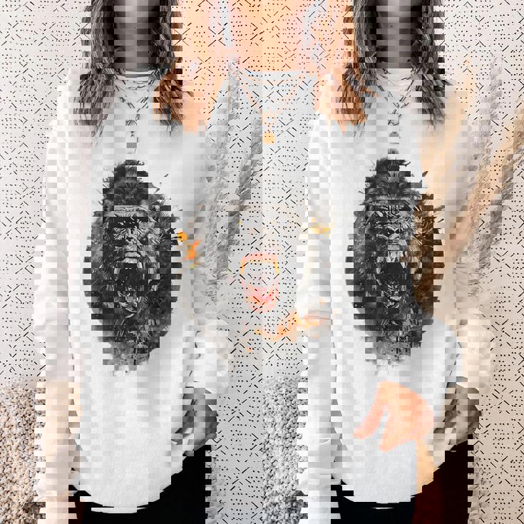 モンキー ゴリラ シルバーバック アニマル スプラッシュ グラフィティ アート スウェットシャツ 彼女への贈り物