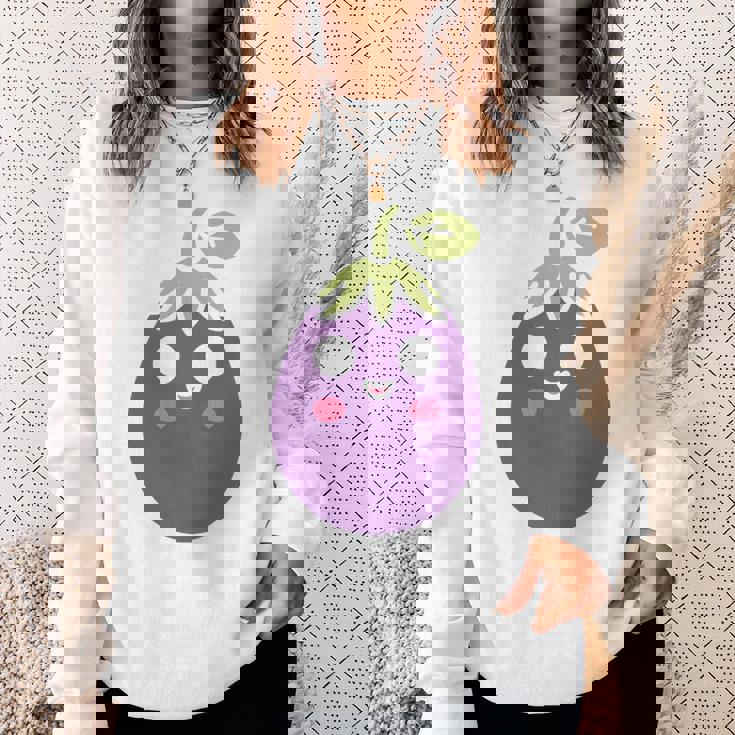 ユーモアフードナスのシンプルなナス 長袖tシャツ スウェットシャツ 彼女への贈り物