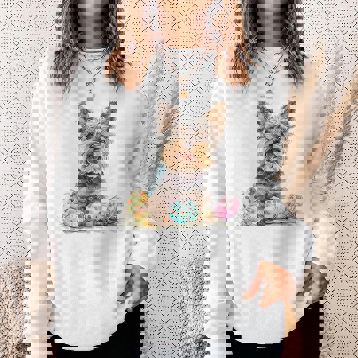 ヨーキー ヨークシャーテリア 犬種 ハッピーイースター メンズ レディース スウェットシャツ 彼女への贈り物