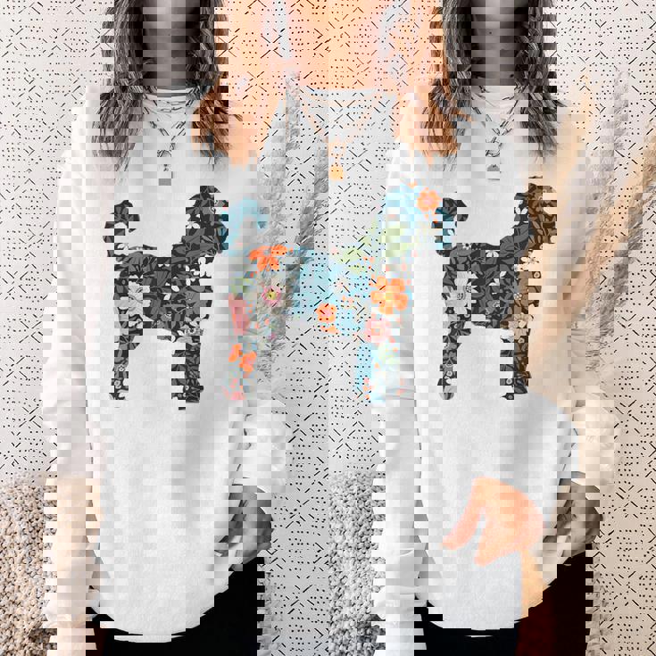 ラブラドゥードルやゴールデンドゥードルのママのためのフローラルドッグシルエット スウェットシャツ 彼女への贈り物