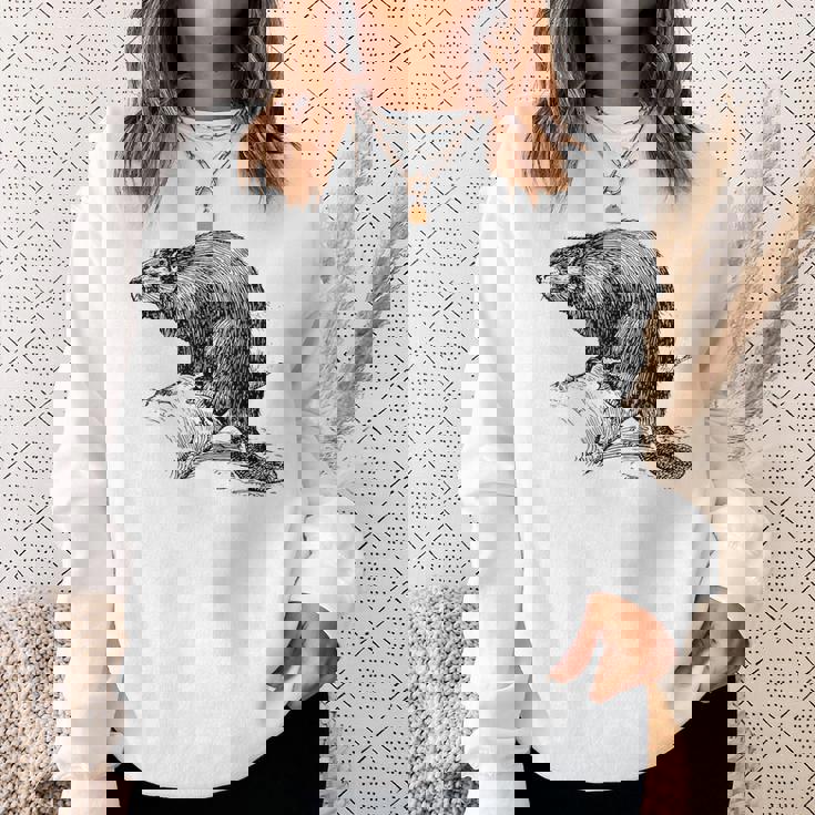 リアルなビーバースケッチ スウェットシャツ 彼女への贈り物