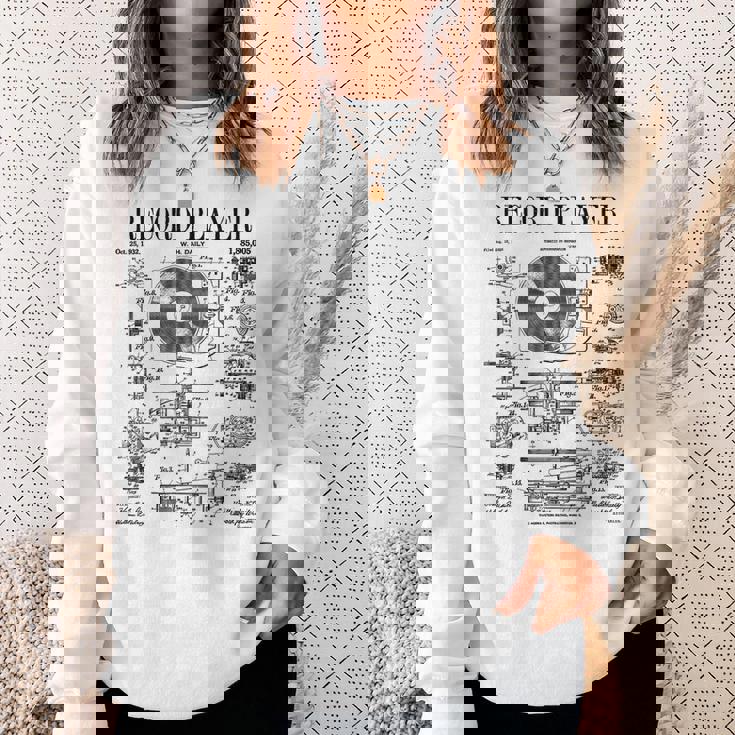 レコードプレーヤー ヴィンテージ 特許 Dj ターンテーブル 蓄音機 スウェットシャツ 彼女への贈り物