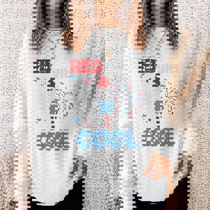 レッド ホワイト クールなアメリカ国旗 アイスキャンディー 面白い 7月4日 長袖tシャツ スウェットシャツ 彼女への贈り物
