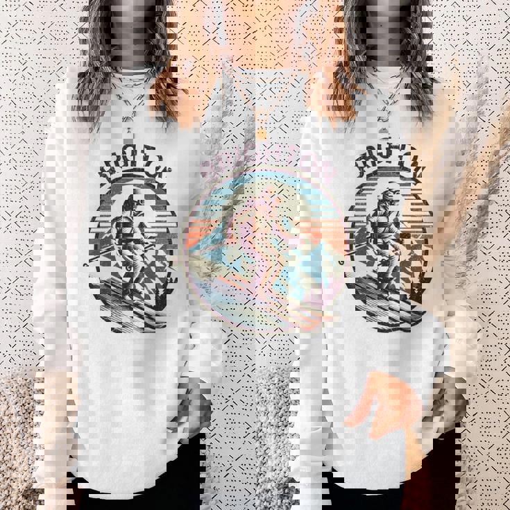 レトロ ヴィンテージ ブライトン ユタ スキー リゾート ウィンタースキー 長袖tシャツ スウェットシャツ 彼女への贈り物